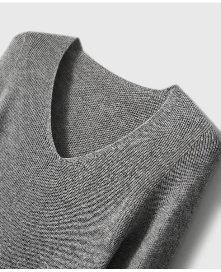 Wool Cashmere Soft Knitwear Woman Slim Elegant Office Lady Sweaters Autumn Winter Seamless Tops