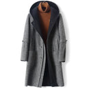 Wool Coat Men's Loose Double-sided Woolen Coat Men Hooded Long Windbreaker Trench Jacket for Men
