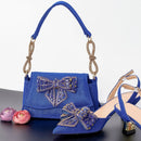 Shoes and Bag Set in Peach Sweet with Shinning Crystal for Wedding