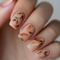 24pcs/set Medium Nail Tips for women girls Autumn Leaf Heart Flower Red Brown Black Green Press-On Nails
