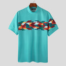 Mens Funny Knitted Graphic T-shirts Half High Neck Short Sleeve