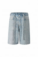 Light blue denim shorts with Obroi branding on a white background