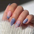 24Pcs Mid-length Almond Press on Nails Wearable Shiny Eye Nails