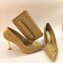 Latest Elegant High Heels Women's Pumps with Matching Bag Italian Design 9cm Shoes for Wedding Party