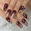 Red Press On Nails With Designs Pearls Lipstick Shape Luxury naNails Long Medium Artificial Nail Tips