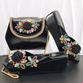 Women's Wedge heel Matching Shoe and Bag Set High Heel for Weddings and Parties