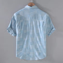 Denim Plaid Men Shirts Summer Short Sleeve Loose Casual Tops