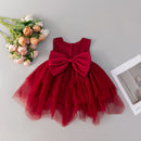 Red Lace Baby Dresses Christening Gown for Kids Princess Bowknot Toddler Girl Clothes Newborn Things