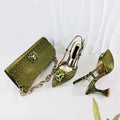 Shoes and Bag Set Shiny Diamond Bag and High Heel From the Workplace to Banquets or Wedding