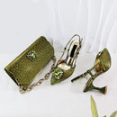 Shoes and Bag Set Shiny Diamond Bag and High Heel From the Workplace to Banquets or Wedding
