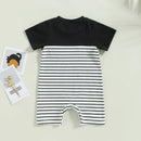 Summer Newborn Infant Baby Boys Rompers Playsuit Jumpsuit Overalls for Kids Cotton Striped Patchwork Baby Clothing