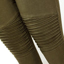 Motor Biker High Waist Pleated Jeans Woman Army Green Stretchy Denim Skinny Pencil Pants Trousers For Women