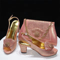 Ladies Crystal Shoes And Matching Bag Set Style Woman High Heel Shoes And Bag Set Free Shipping