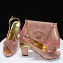 Ladies Crystal Shoes And Matching Bag Set Style Woman High Heel Shoes And Bag Set Free Shipping