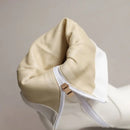 Mature Women Mid Calf Boots Pleated Round Toe High Heels 10cm Platform 2.5cm Zipper