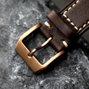 Handmade Leather Watch Strap, Vintage Bronze Buckle, 20mm 21mm 22mm