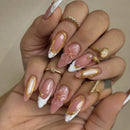 Blue Crocodile Gold Glitter Starfish Summer Nails Detachable Finished Nails Press on Nails