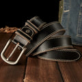 Handmade Genuine Leather Belt Buckle Full Grain Leather Waist Strap Daily Casual Pants Belt Men
