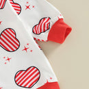 Newborn Baby Girl Jumpsuit Valentine’s Day Outfits Clothes Long Sleeve Star Heart Print Romper with Headband Set