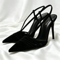 Heeled Sandals Women Narrow Band Hollow Slingback Shoes Elegant