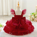 Toddler Bow Wedding Bridesmaids Party Baby Girl Dresses Girls Baptism Evening Costume