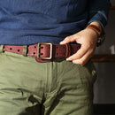 Original Handmade Double-needle Buckle Men's Belt Jeans Belt Genuine Leather Tactical Belt