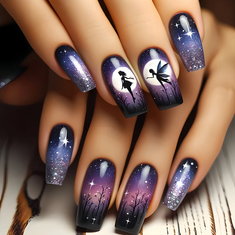 Dark Ins-style Black Vine Press-on Nail Art Popular among European and American foreign