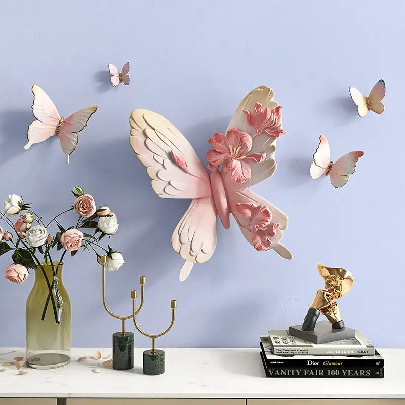 Resin Butterfly Statue Nordic Home Decor Living Room Wall Decor Animal Figurine Indoor Modern Art Dining Room Wall Decoration