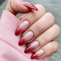 24pcs Dark Red Rose Press on Nails Shiny Sequins Design Almond Fake Nail Tips Wearable Valentine's Day Lady False Nail Patches
