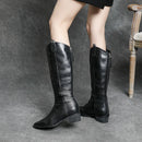 Genuine Leather Spring Heels Knee High Booties Snow Ankle Women Winter Shoes