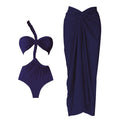 One Shoulder Ruffle Bikini Set With Cover Up White Belt Swimsuit Swimwear Women Beachwear