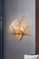 Light Luxury Wall Lamp for Rural Living Room Retro Bedroom Bedside High-end Two Leaf Wall Lamp