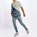 Men Ripped Slim Motorcycle Jeans Overalls Jumpsuits Jeans Biker Strap Denim Pants