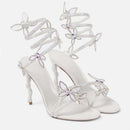 Crystal Butterfly Coiled Strap Women Sandals Luxury Shoes Gladiator Sandals Summer Shoes