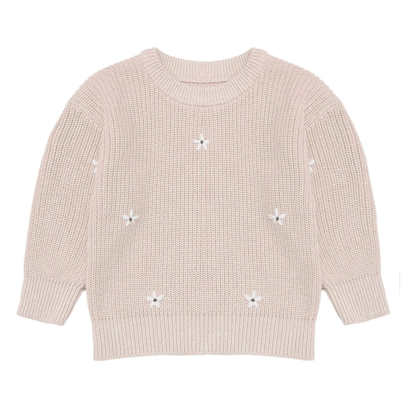 Toddler Baby Girls Knit Sweater Flower Embroidery Pullover Sweatshirt Top Kids Warm Fall Winter