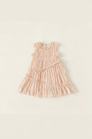 Pink striped dress on a light beige background ,Obroi