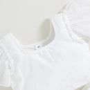 Summer Girls Clothing Sets Casual Short Sleeve Crop Tops White Elastic Band Skirt Baby Clothes Children Kids Outfits