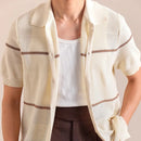 Linen Cardigan T-shirt Men Lapel Knitted Casual Polo Shirt Summer Man Polo Shirt