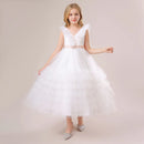 Girl White Wedding Evening First Communion Princess Gown Kids Party Dress Children Formal Birthday Costume Pageant Bow Vestidos