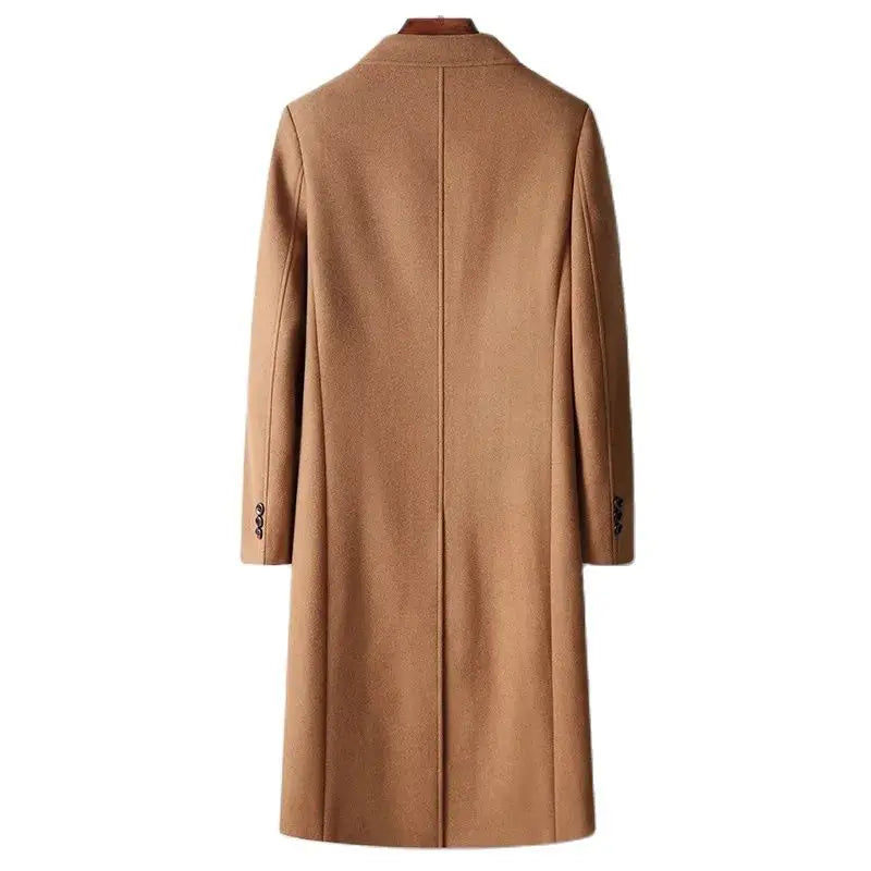 Autumn Winter Men's Wool Blends Coats Double Breasted Smart Casual Long Woolen Trench Men Outerwear