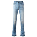 Men Boot Cut Denim Jeans Casual Classic Released Hem Pants Long-Legged Trousers