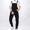 Autumn Stylish Men Simple Solid color Slim Bib Overalls Jumpsuits jeans Streetwear Male Strap Jeans