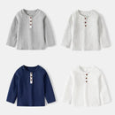 Spring Boys Long Sleeve Cotton Comfortable Children's Neck Button Boys Leisure T-shirt