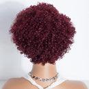 Burg Red Short Pixie Cut Afro Kinky Curly Bob Human Hair Wigs For Women Hair Wigs