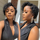 Clearance Blonde Brown Short Pixie Cut Curly Bob C Part Lace Front Human Hair Wigs For Women Remy Hair Wig
