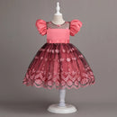 Retro Lace Girls Dress Princess Embroidery Baby Girl Pink Sleeveless Outdoor Clothes For Children