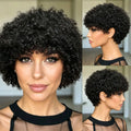 Kinky Curly Pixie Cut Wig Human Hair Made Black Short Curly Wigs For Women