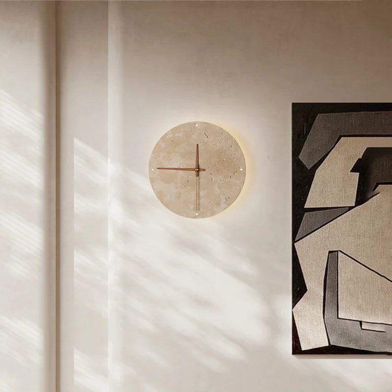 Natural Stone Clock Art Decoration Wall Lamp Interior Wall Lights Bedroom Decor Led Sconce