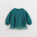 Girls Cotton Patchwork Mesh Sweatshirt Jacket Kids Top for Spring
