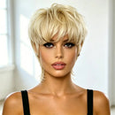 Pixie Cut Human Hair Wig Blonde Mullet Wig Swallowtail Breathable For Women Family Party Daily Use